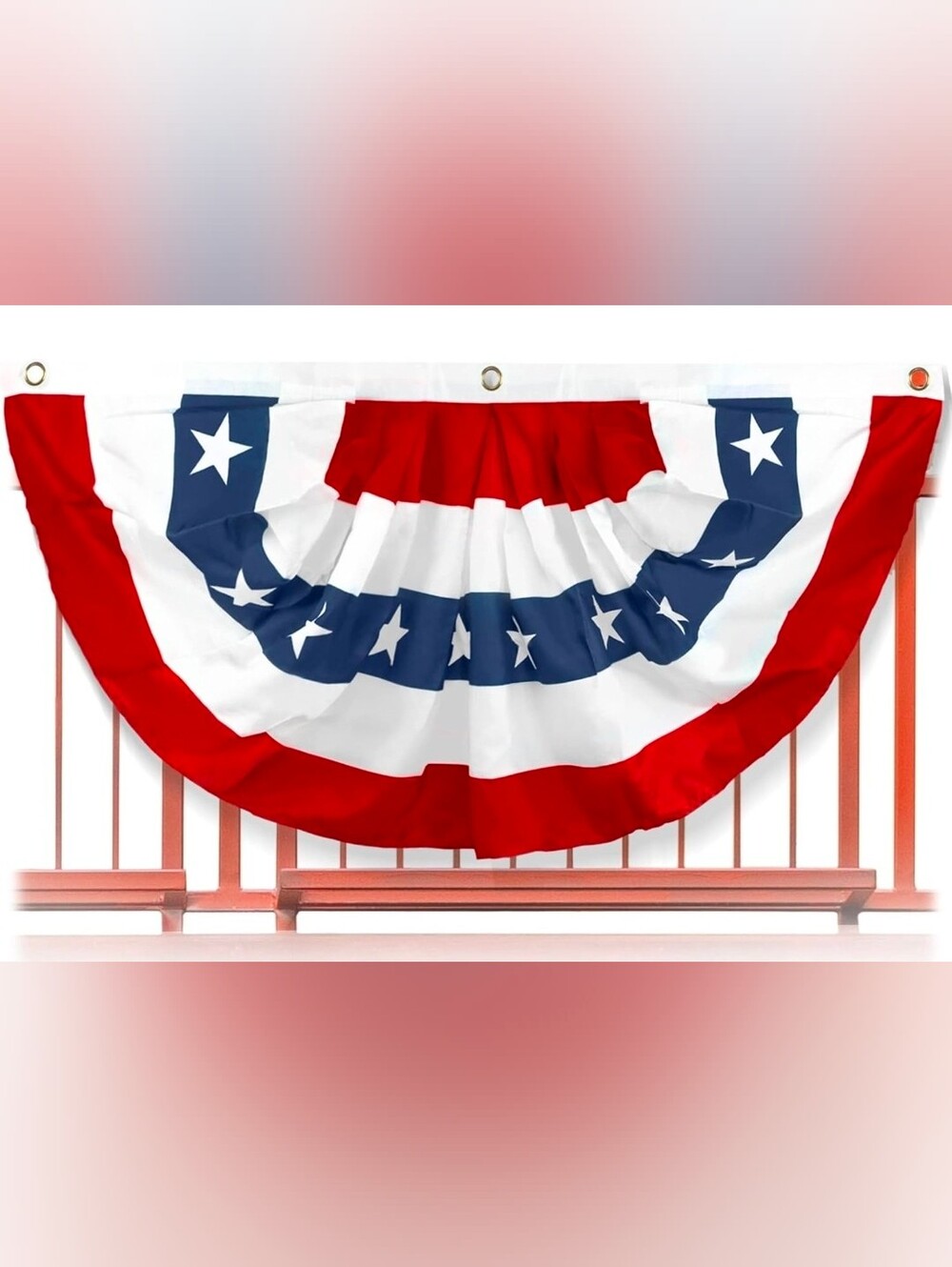 6 Ft X 3 FT Patriotic Pleated Bunting Red White Blue USA Flag Decor New